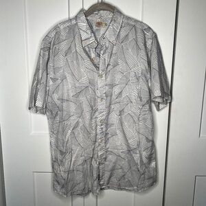 Faherty Tropical Leaf Summer Short Sleeve Button Down Shirt Men's Size Large